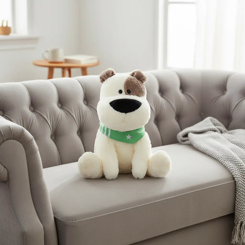 chien peluche blanc
