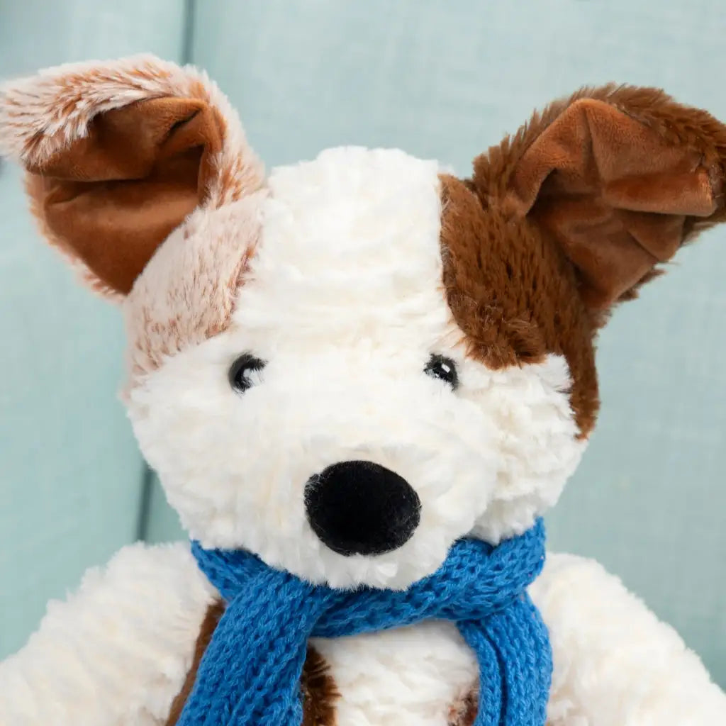 doudou chien echarpe bleue