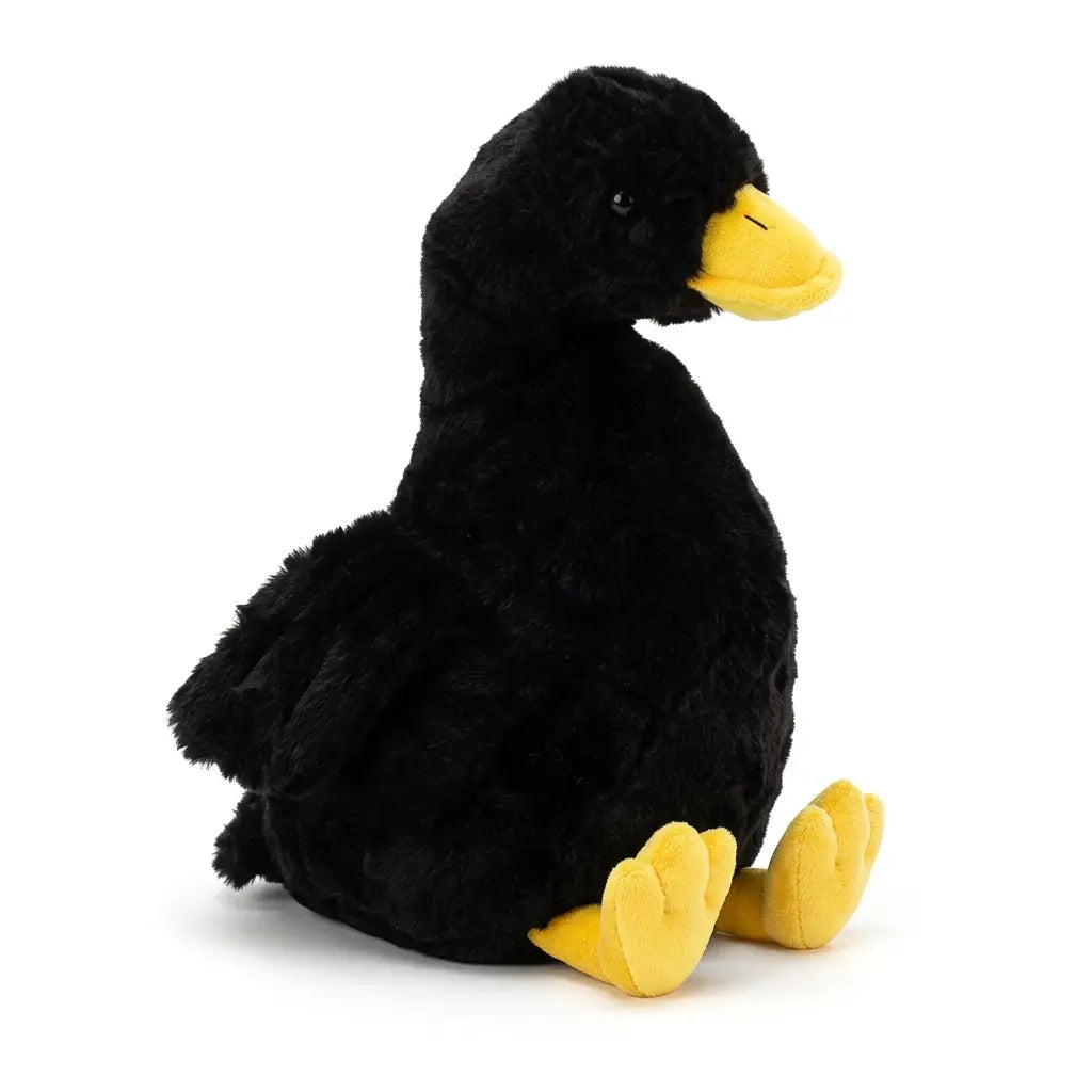 Black duck with plumage dark plush toy