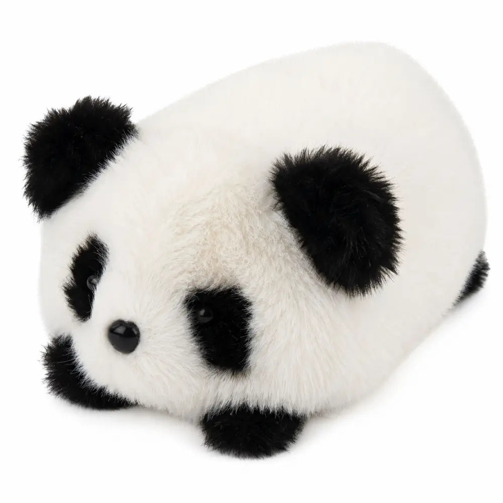 Baby black panda and white plush toy