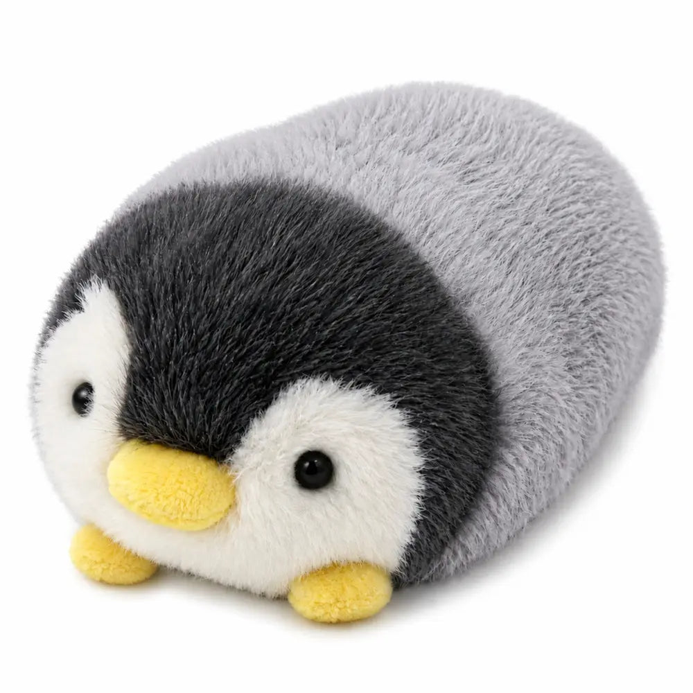 Peluche bébé pingouin gris et blanc