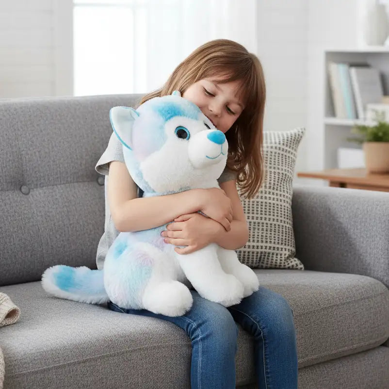 grande peluche husky bleu