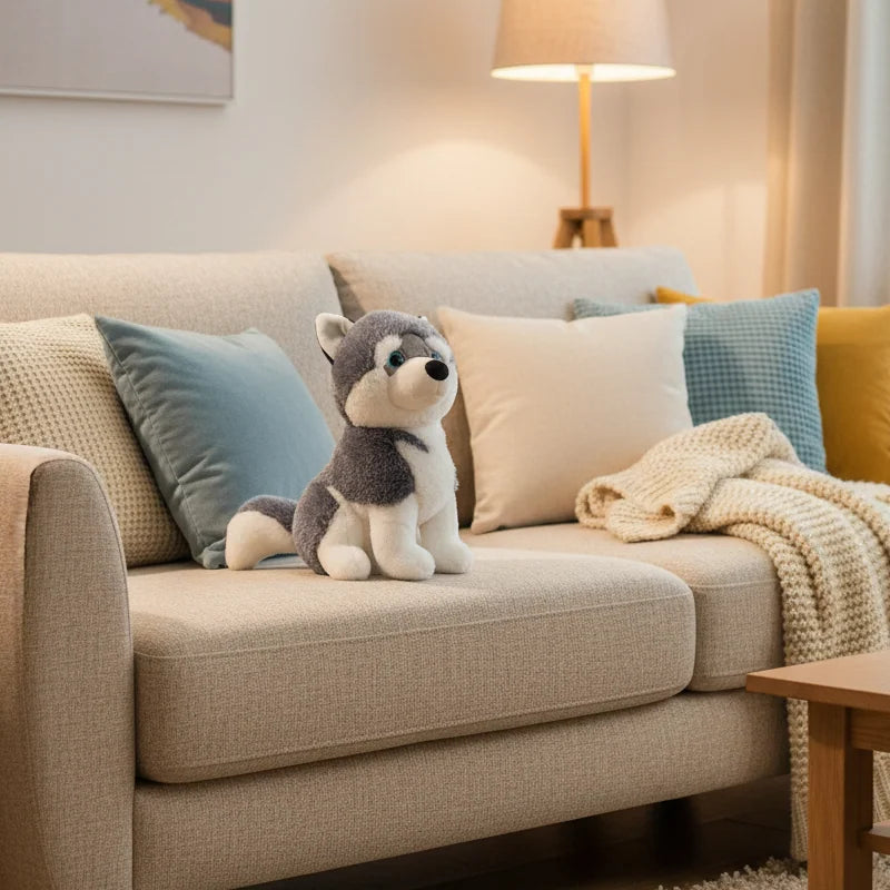 Peluche Husky à Paillettes - 30 à 35cm