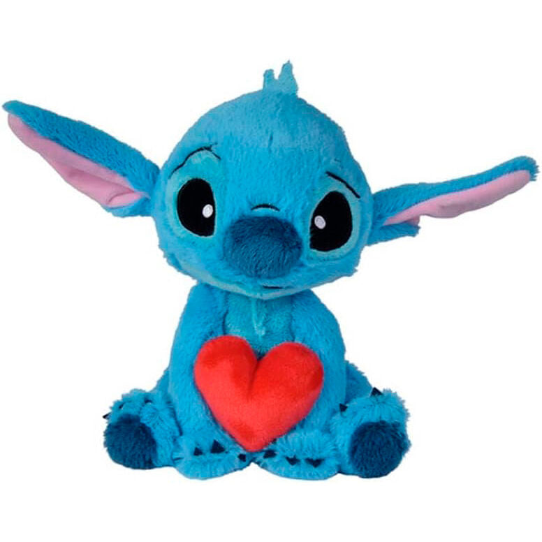 Blue Stitch plush toy with heart 25 cm