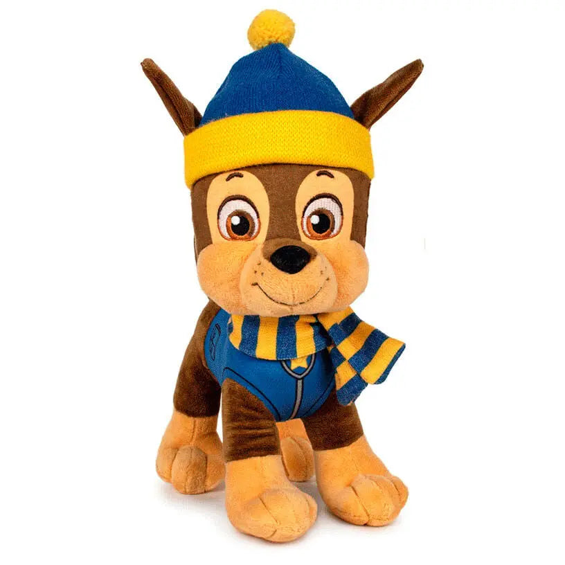 Jouet en peluche à l’effigie de Chase Pat Patrouille Hiver de 30 cm
