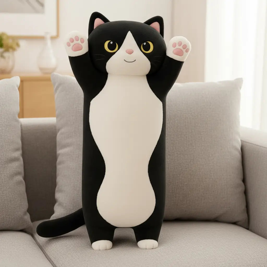 Peluche Gato Salchicha 70cm Suavidad XXL para Abrazos Infinitos
