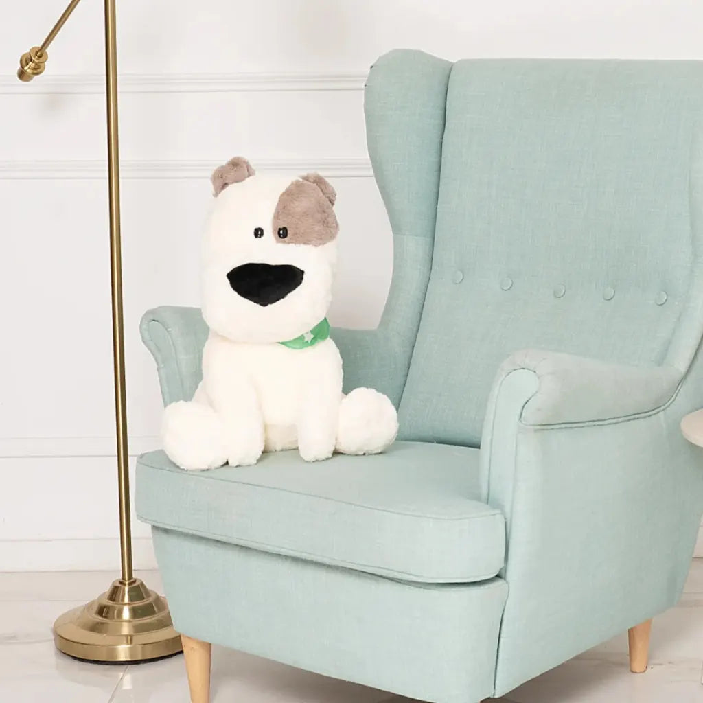 peluche chien blanc
