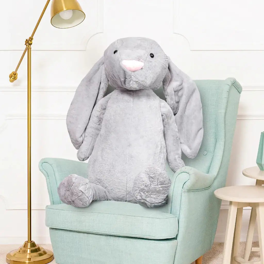 peluche geante lapin gris