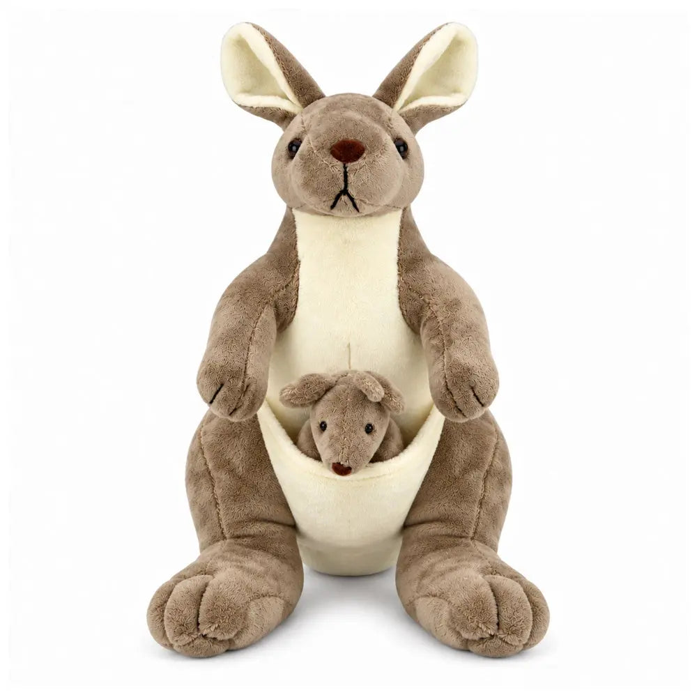Mummy kangaroo beige with son little plush toy