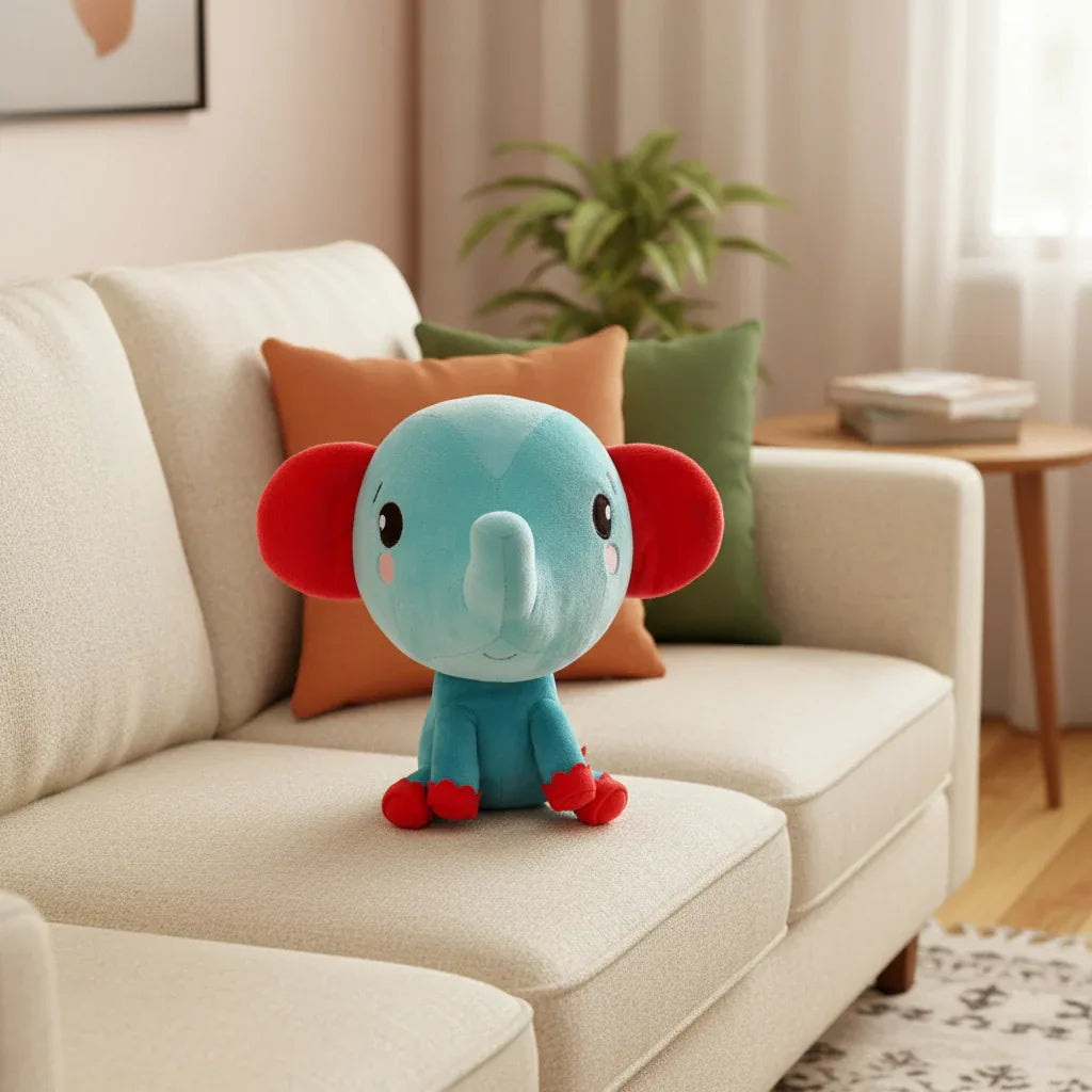 Peluche Petit Éléphant Bleu - 20cm