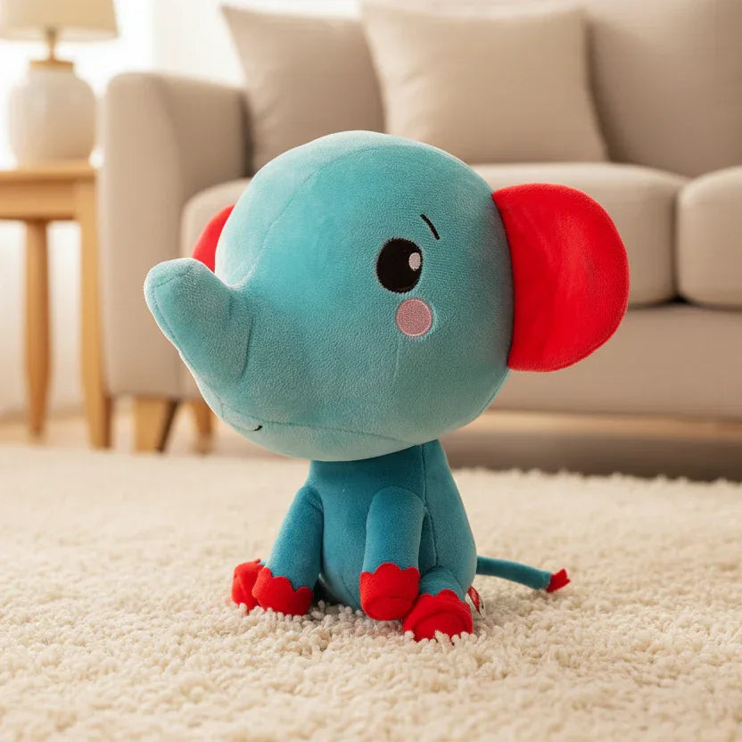 Peluche Petit Éléphant Bleu - 20cm