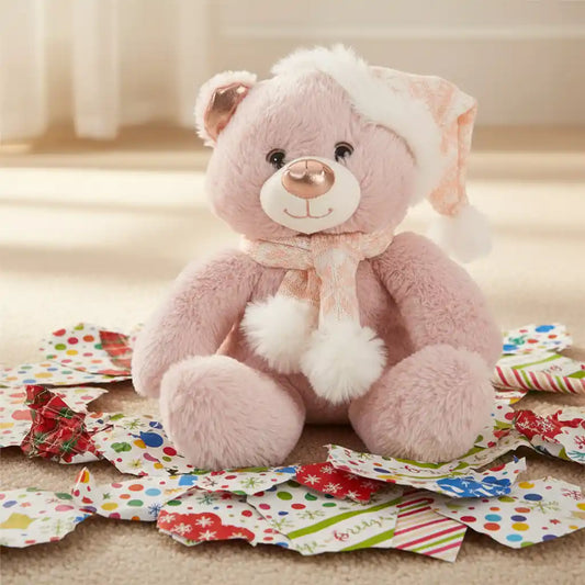 Peluche Ourson Rose Noël - 25cm