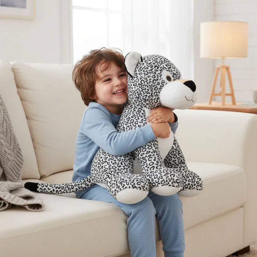 Peluche Léopard Blanc - 80cm