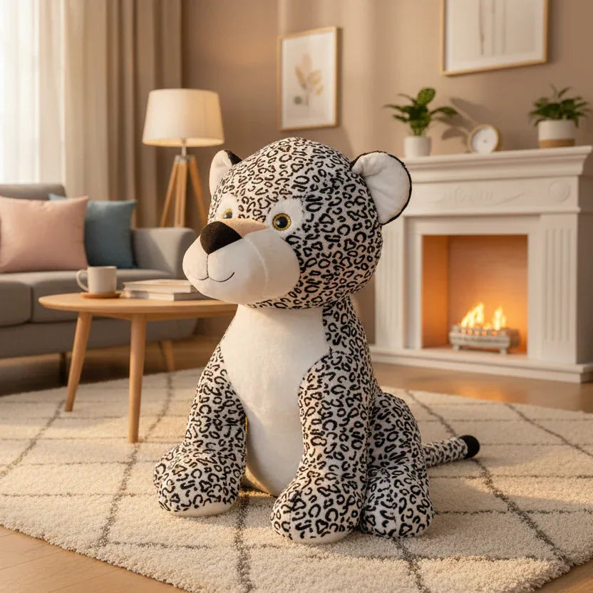 Peluche Léopard Blanc - 80cm