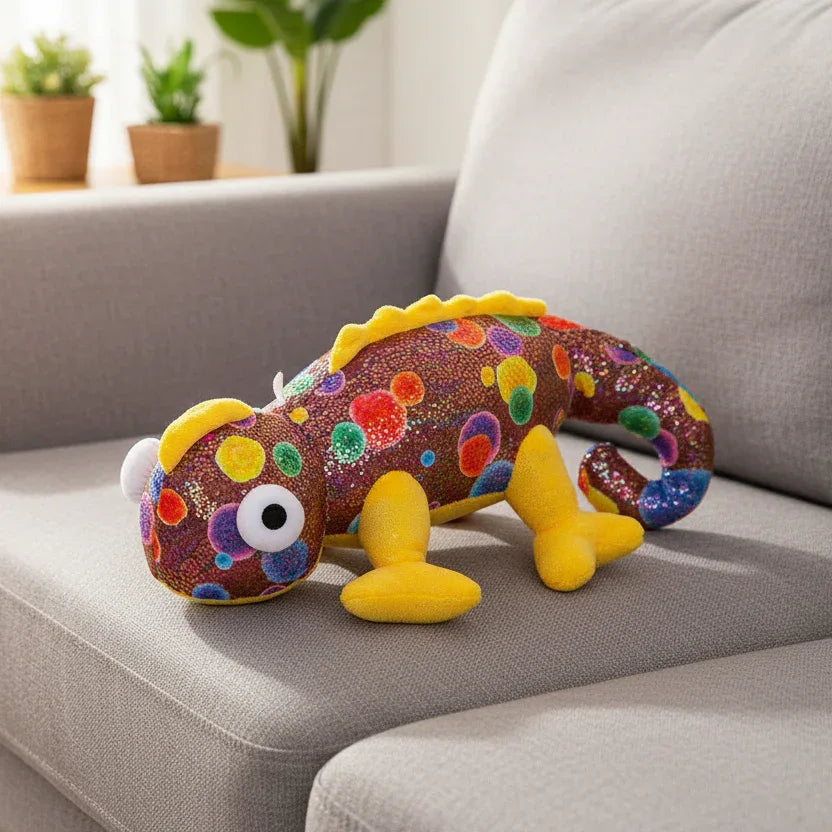 Peluche Caméléon Multicolore Marron - 25cm