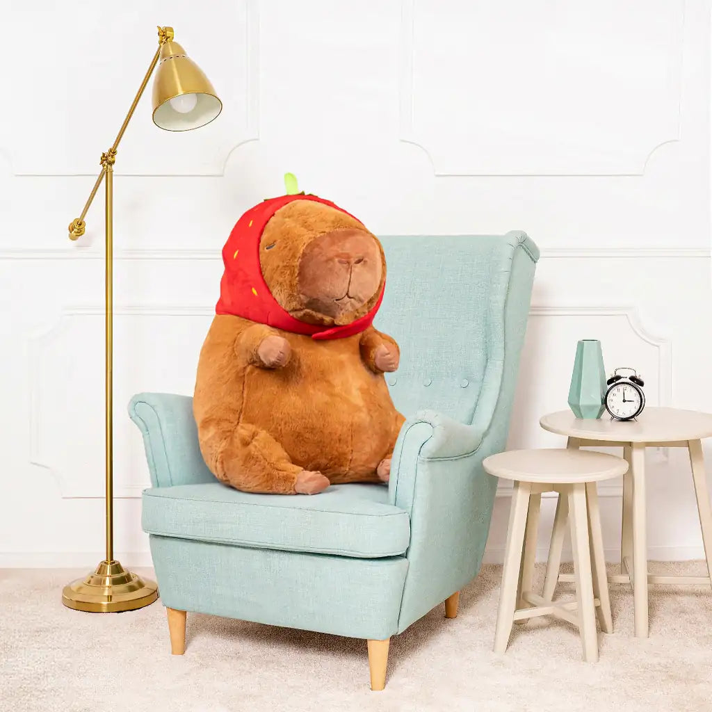 Peluche Capybara Fraise - 25 à 150cm
