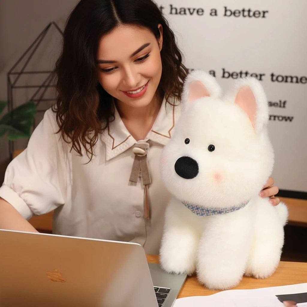 Cute White Dog Plush - 35cm