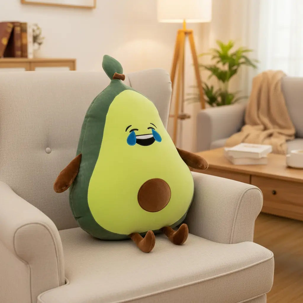 peluche avocat sur canapé
