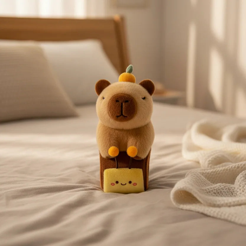 capybara en peluche avec bracelet abeille