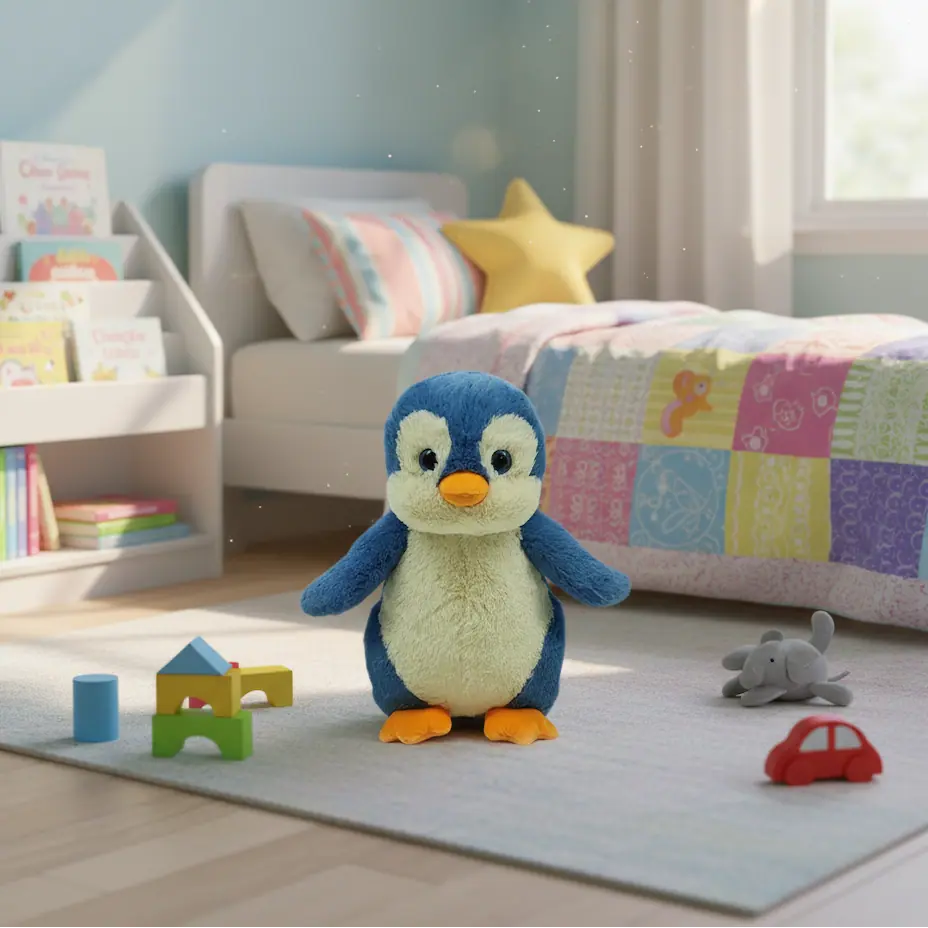 doudou pingouin bleu