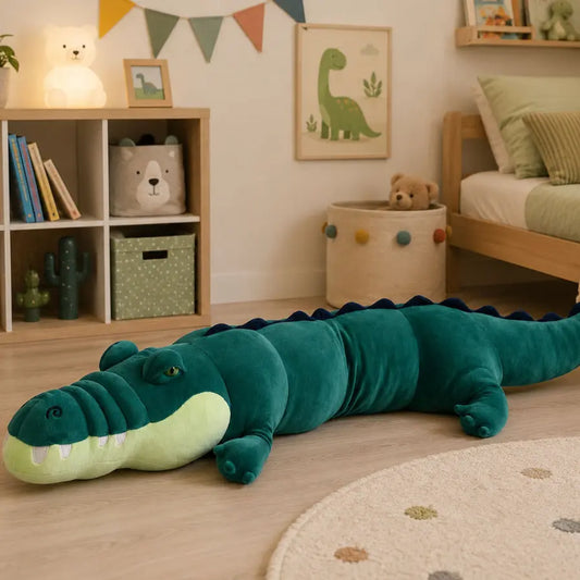 Peluche crocodile vert réaliste de 150 cm