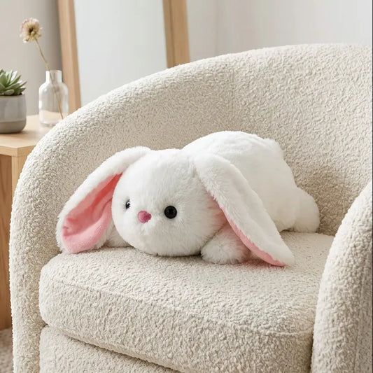 White rabbit with long ears plush toy