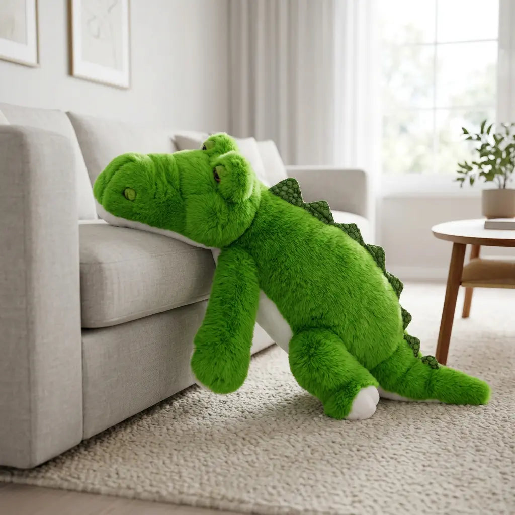Green Crocodile with paws weighted plush toy