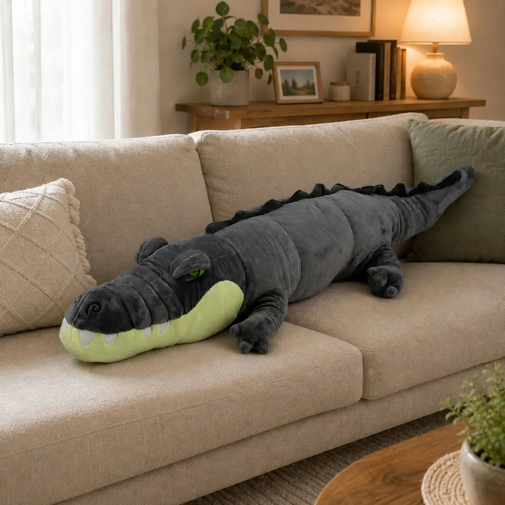 Grey Realistic Crocodile 90 cm plush toy