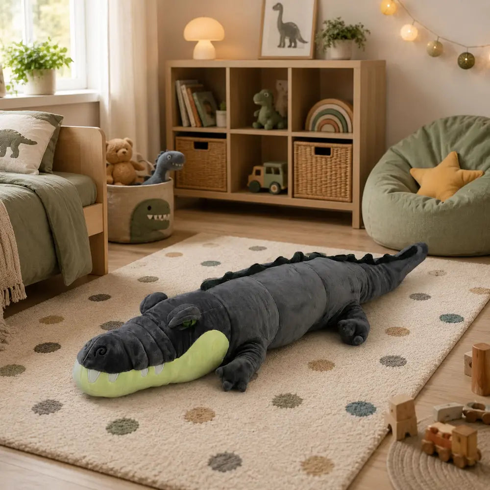 Grey Realistic Crocodile 90 cm plush toy