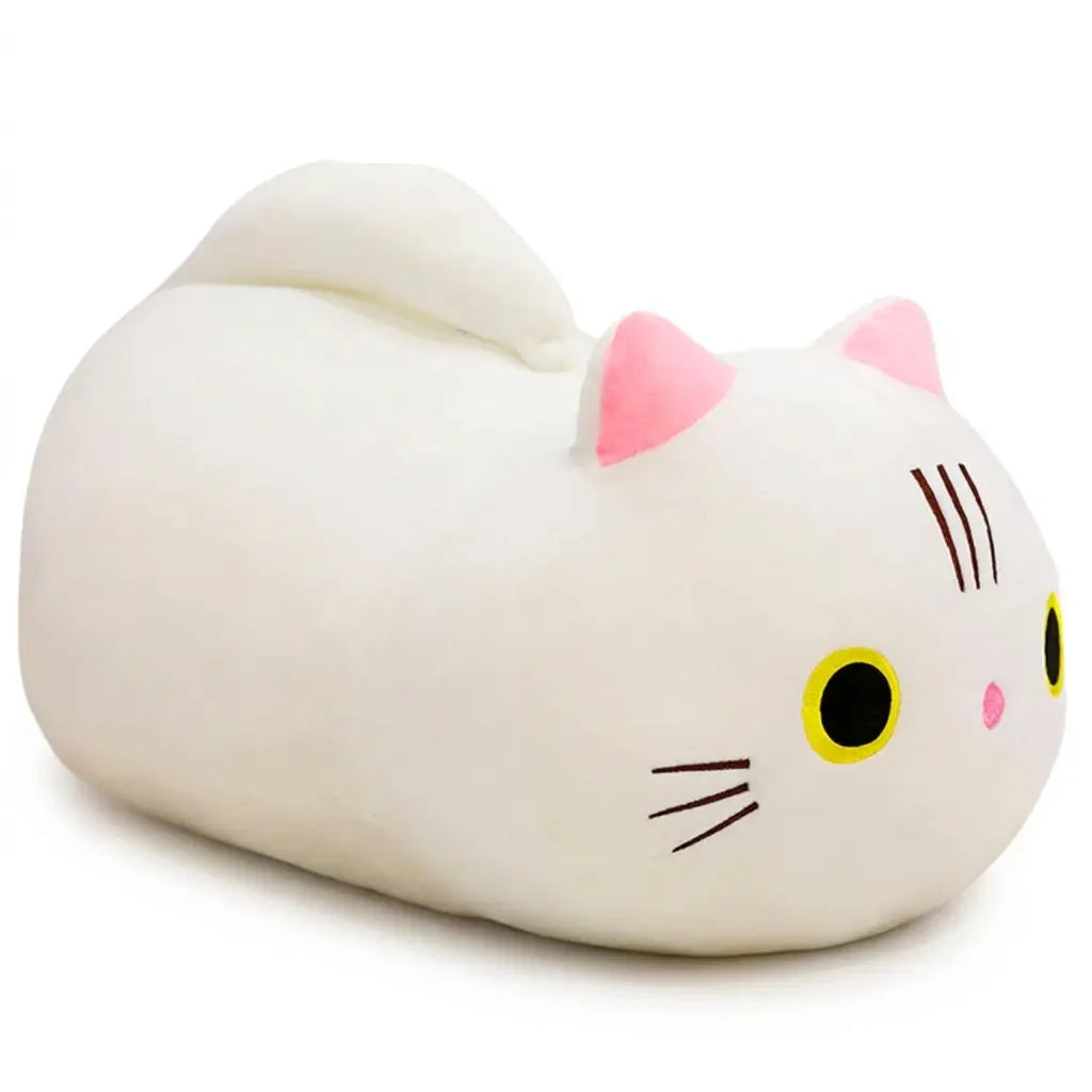 Peluche chat blanc à longue queue