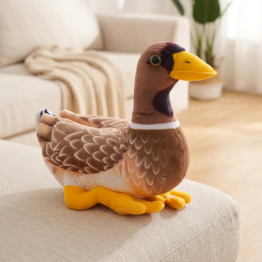 Brown duck and yellow 30 cm plush toy