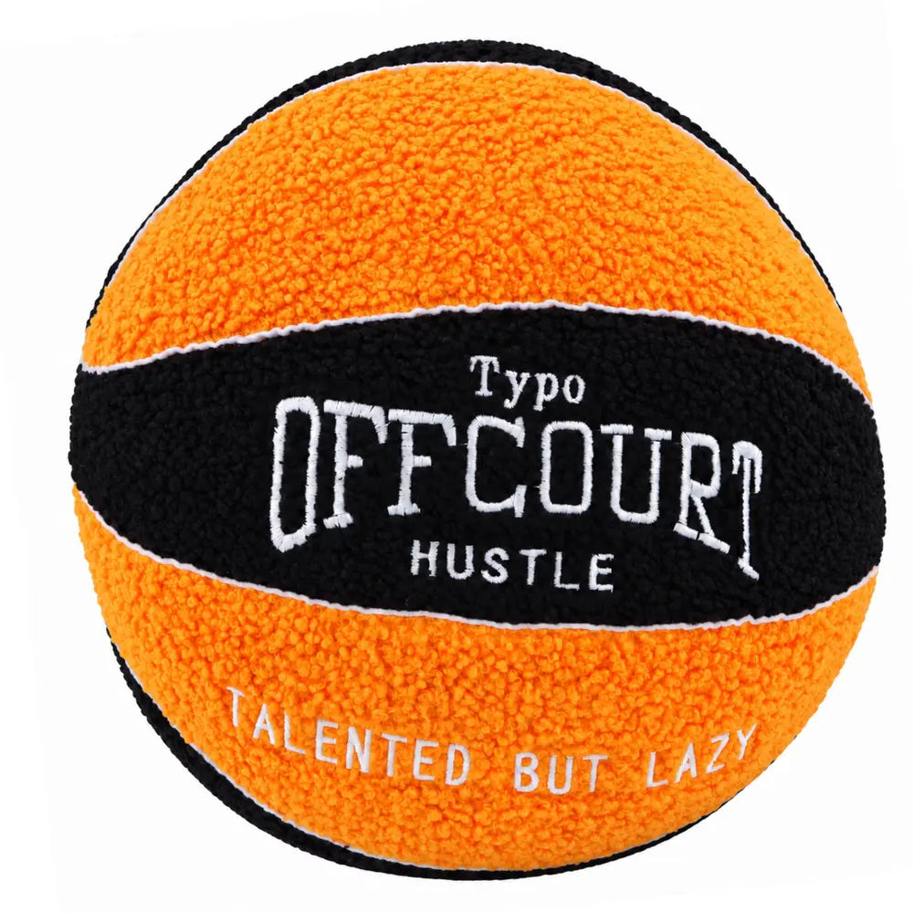 Ballon de basket en peluche orange et noir