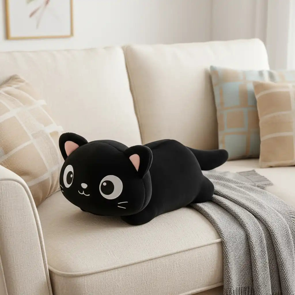 large black cat plush toy