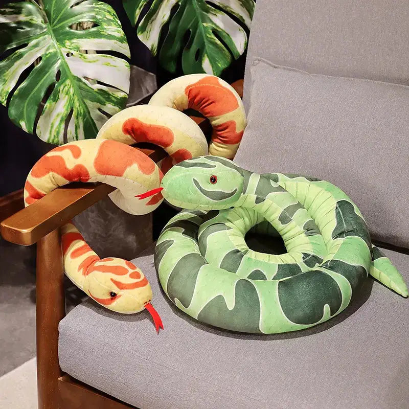 grosse peluche serpent vert