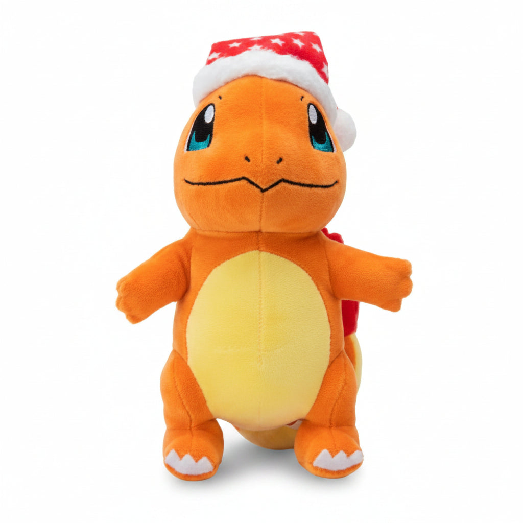 Peluche Salamèche Noël Pokémon 20 cm orange et rouge