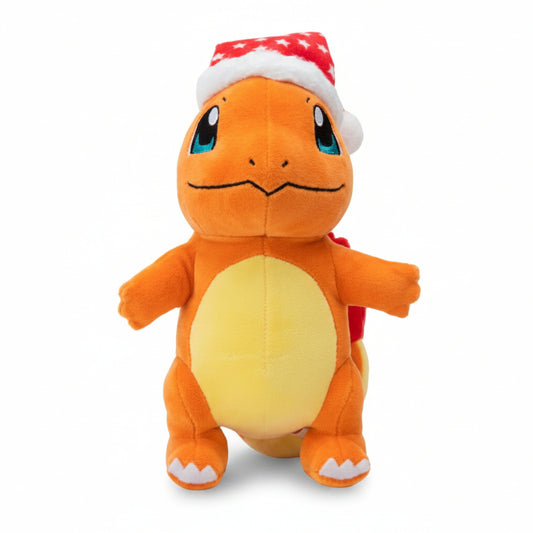 Peluche Salamèche Noël Pokémon 20 cm orange et rouge
