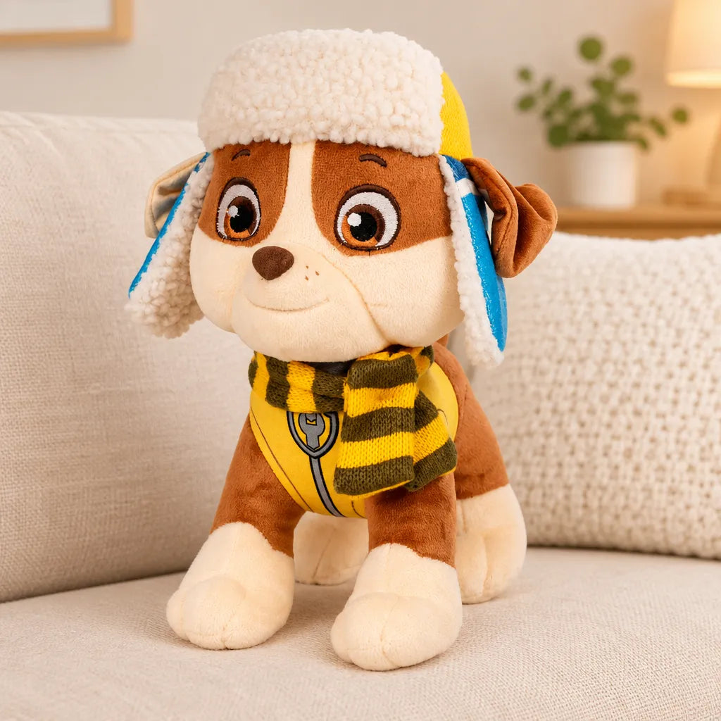 Jouet en peluche à l’effigie de Rubble Pat Patrouille Hiver de 30 cm