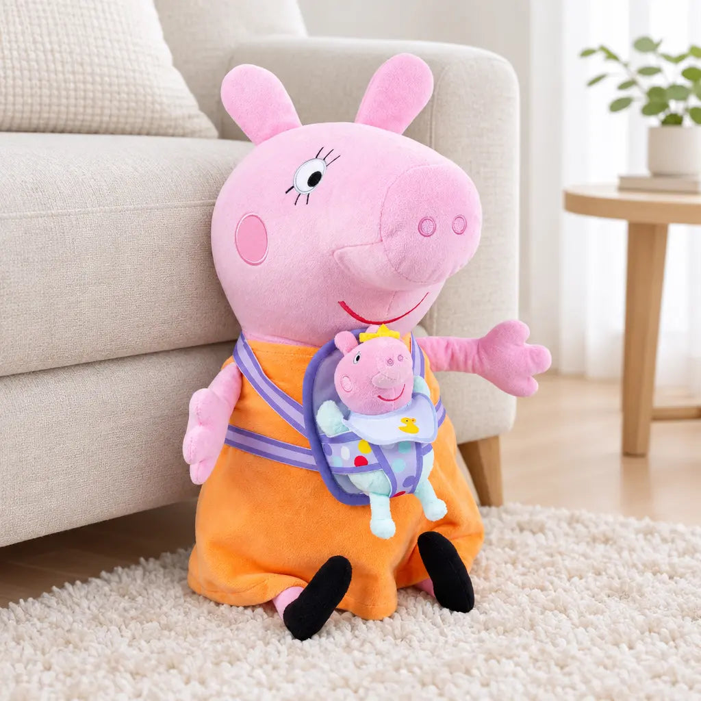 Peluche Maman Pig avec Evie de l’univers Peppa Pig 33 cm