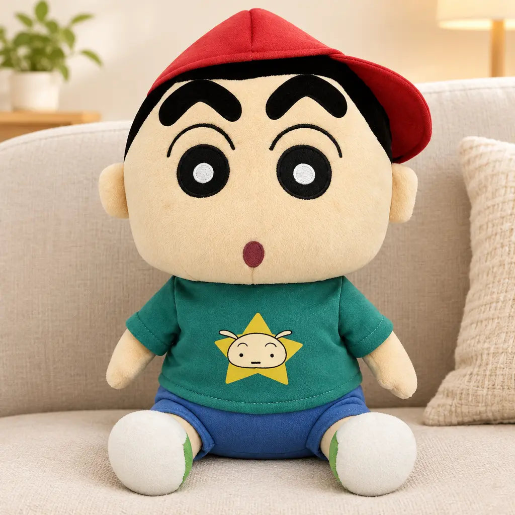 Peluche Shin Chan avec casquette 30 cm