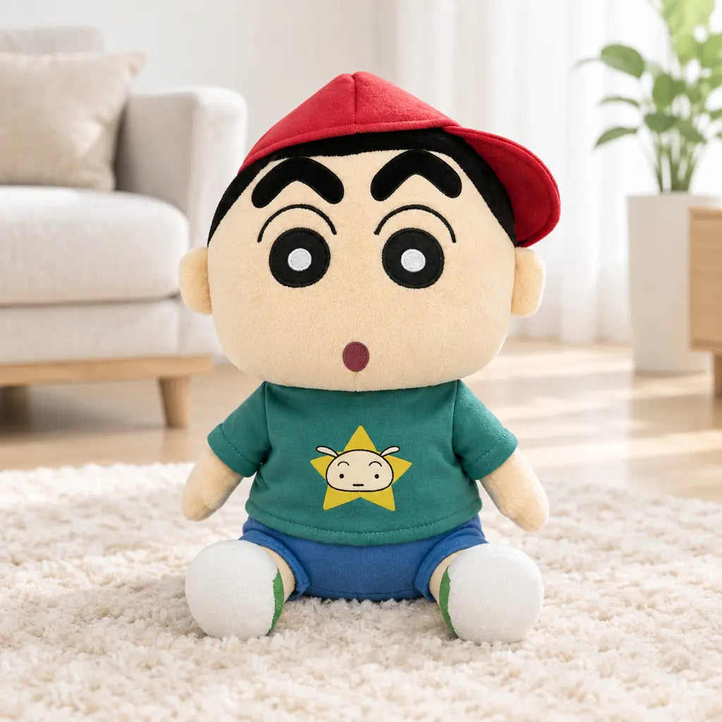 Shin Chan avec casquette en version peluche