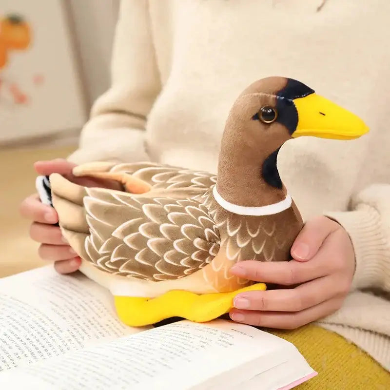 peluche canard realiste marron