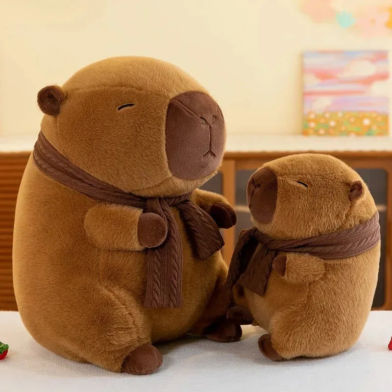 peluche capybara frileux marron