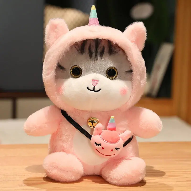 peluche chat rose