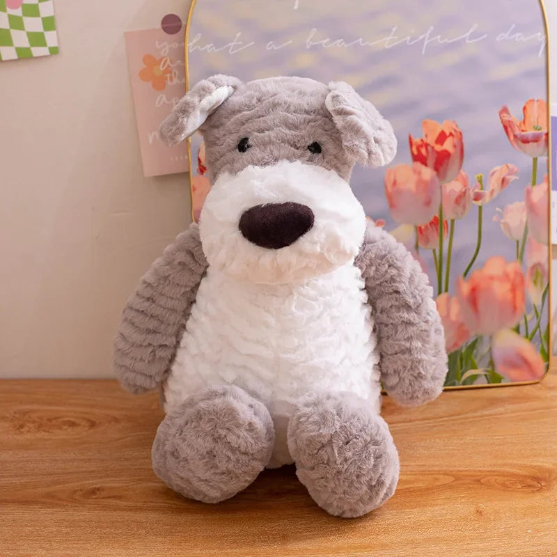 peluche chien doux gris