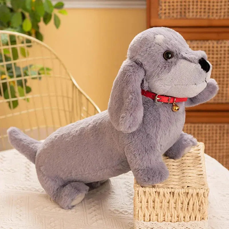 peluche chien saucisse gris