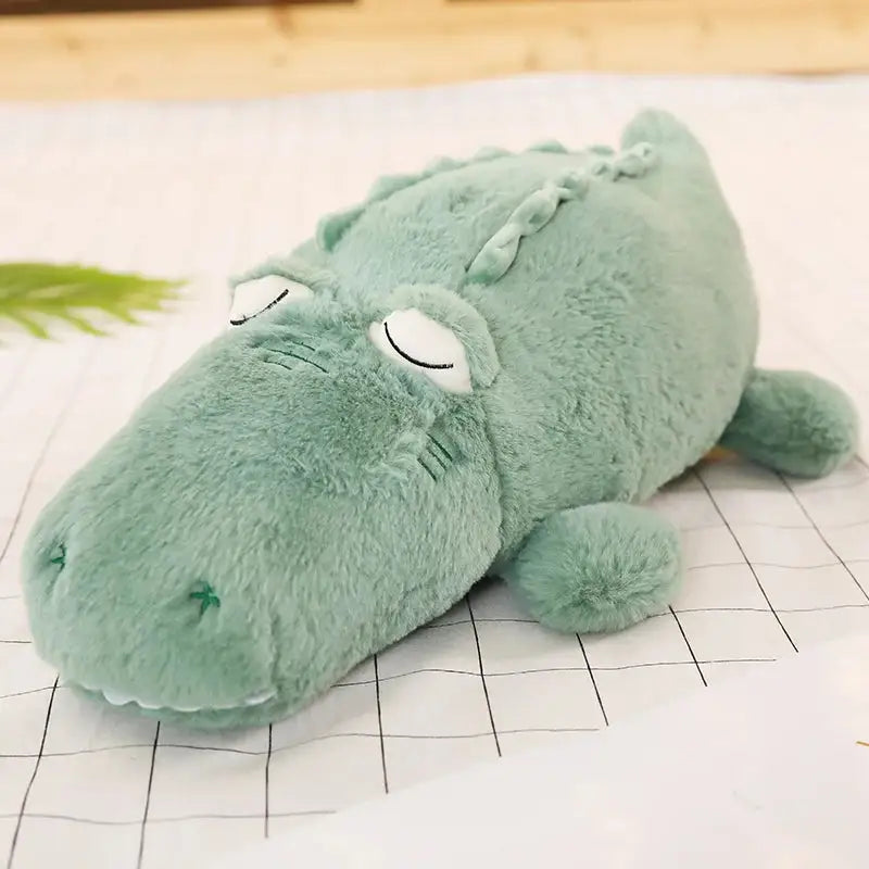 peluche crocodile endormi vert