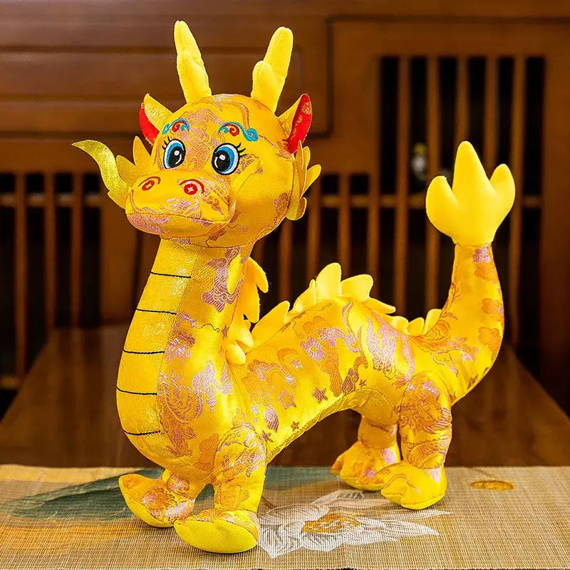 peluche dragon chinois jaune