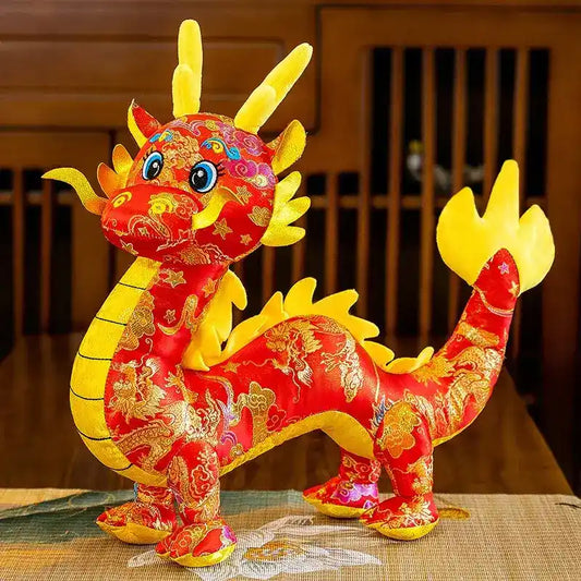 peluche dragon chinois rouge