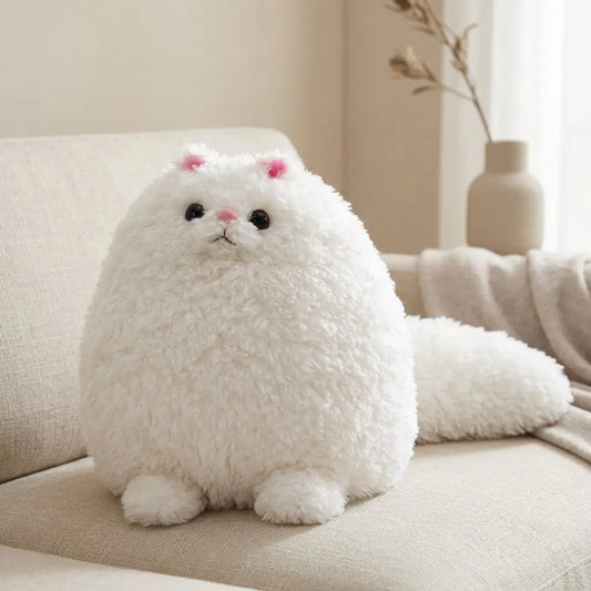 Big white cat to long tail plush toy