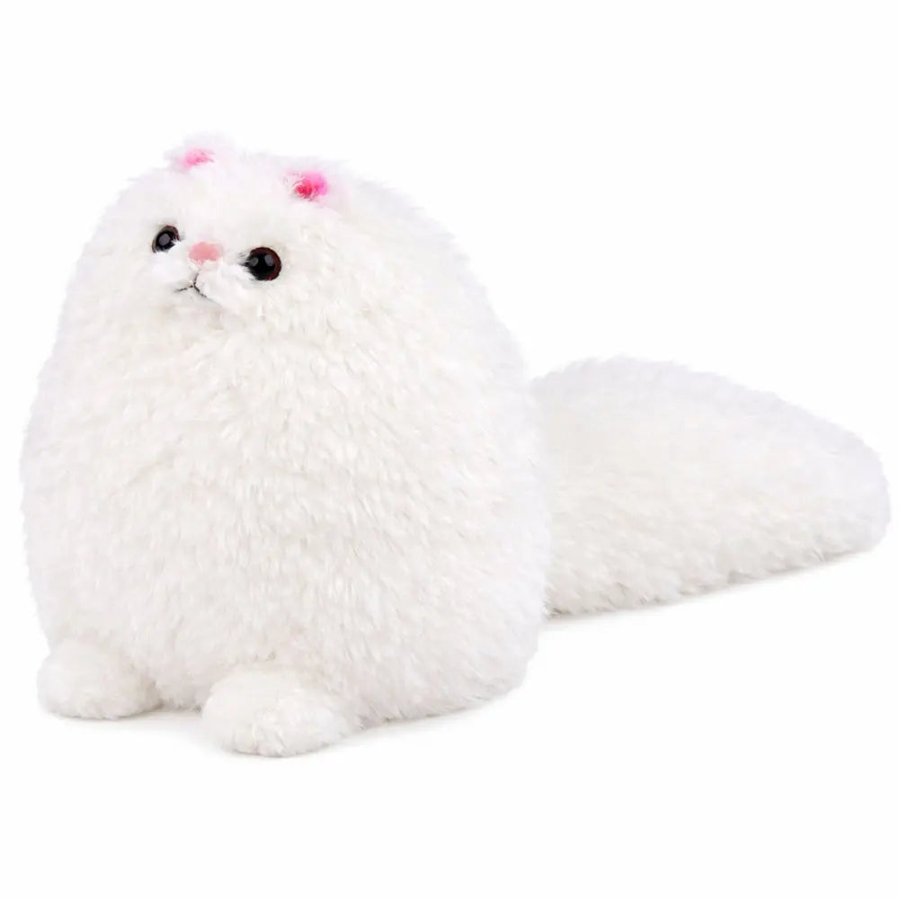 Peluche gros chat blanc à longue queue